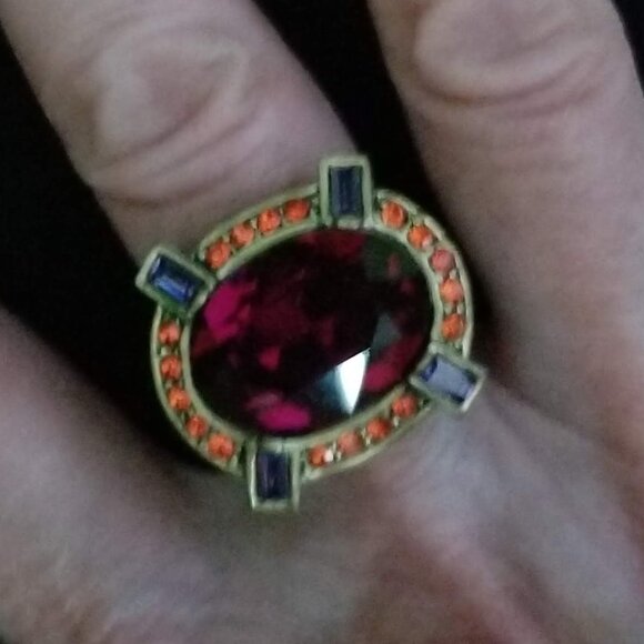 NWOT stunning Heidi Daus vintage style cocktail ring, size 7 - Picture 4 of 11